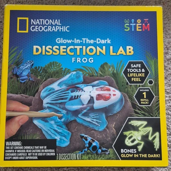 NATIONAL GEOGRAPHIC Glow In The Dark frog dissection kit HOMESCHOOL science STEM