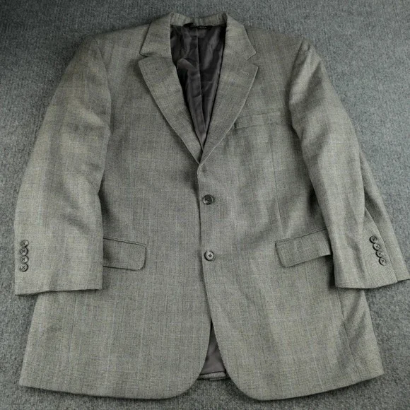 Jos A Bank Signature Sport Coat Mens 43R Silk Camel Hair Glen Plaid Windowpane