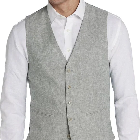 Joseph Abboud Men's Suit Vest Size 2X NWT Light Gray Linen Cotton Button Front