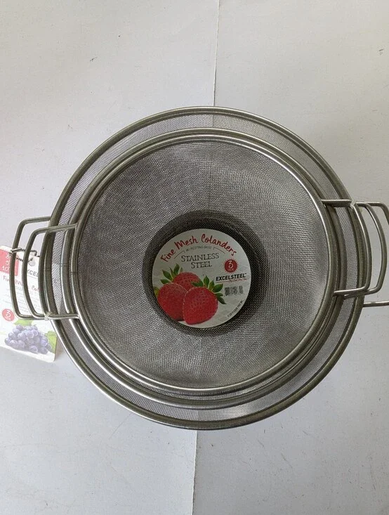 Colander Stainless Steel Fine Mesh Silver Strainer Set 3 with Resting Base NWT