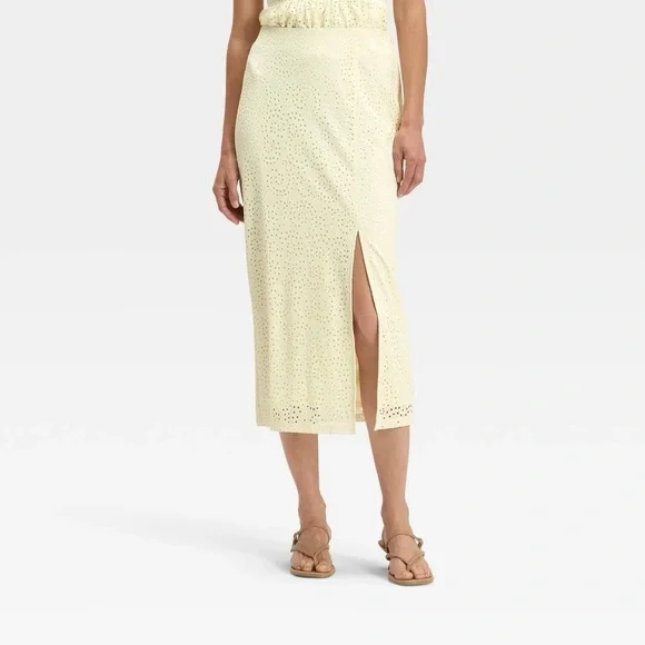 NWT Women's Lace Column a-Line Skirt - a New Day White 8