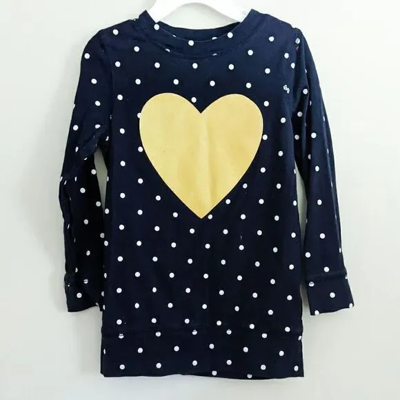 Osh Kosh B'Gosh Girls Polka Dot Gold Heart Dress