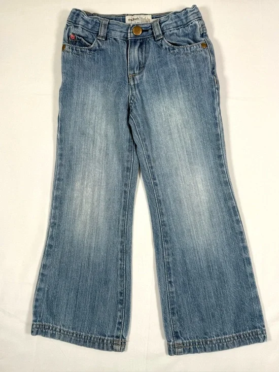 OSHKOSH Girls Bootcut Jeans 4R Y2K Butterfly Embroidered Denim Boho Cottagecore