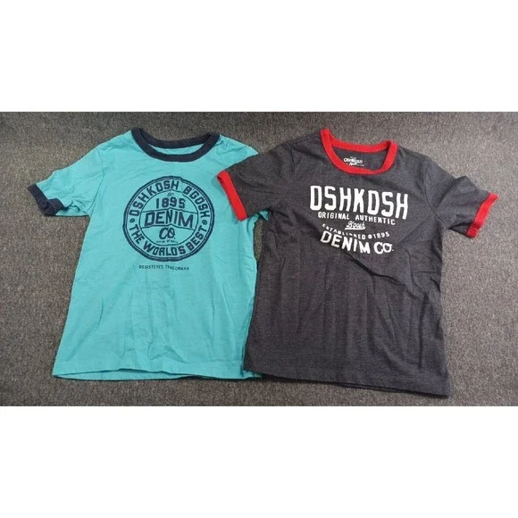 Oshkosh B'Gosh Denim Co Lot of 2 Boys Ringer T-Shirt Size 6