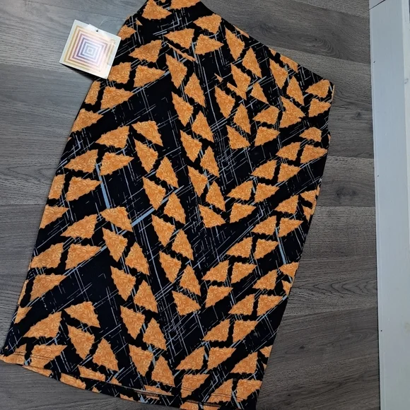 LuLaRoe Pencil Skirt Womens Size Large Yellow Geometric Floral Print