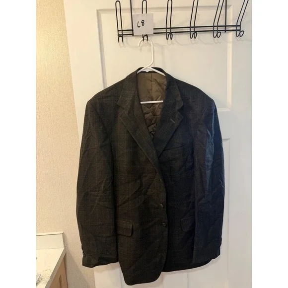 Hardwick Clothes Mens 42R Brown Plaid 3 Button Blazer Sport Coat Tailored in USA