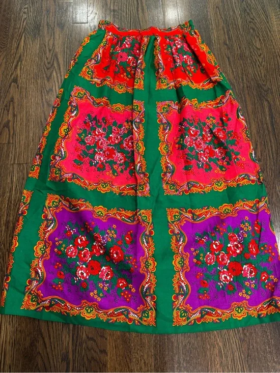 VTG Lord & Taylor Floral Pleated Maxi Skirt Women's Sz S/M Flaws