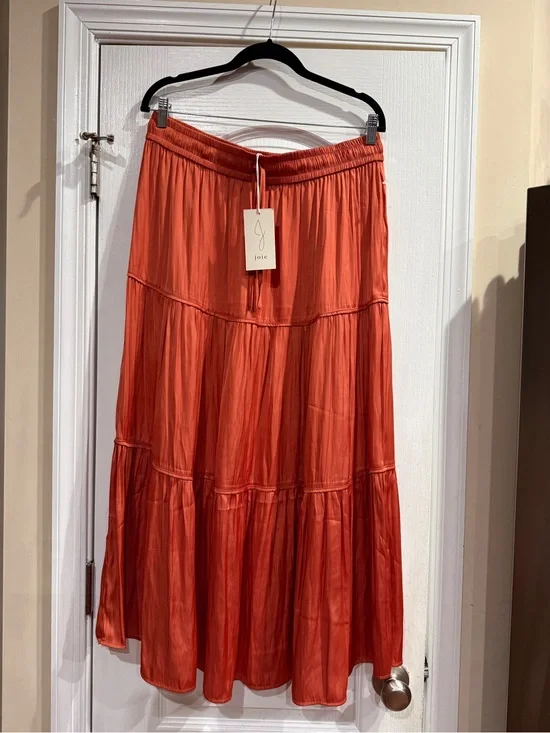 Joie Coral Tiered Maxi Skirt with Elastic Waist