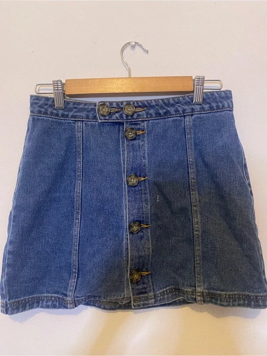 PacSun Blue Button-Front Denim Mini Skirt