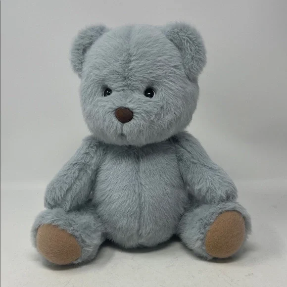 TEDDY TALES LINA BEAR SHORT HAIR GRAY BLUE MOVABLE PARTS WITH OUTFIT