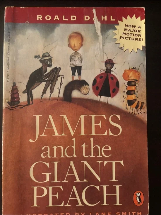 James and the Giant Peach Paperback Book - Red/Brown Cover