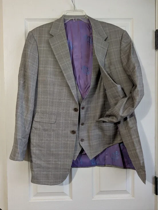 Astor & Black For Johnny Giavotella Grey Suit Jacket With Vest Size 36