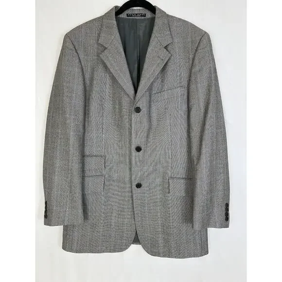 Hugo Boss Lanificio Tesse Biella Windowpane Plaid Gray‎ Blazer Men's 42T Wool