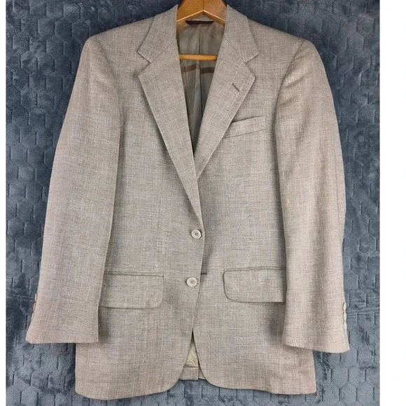 Kuppenheimer Mens Tan Herringbone Two Button Blazer Sport Coat Jacket Regular