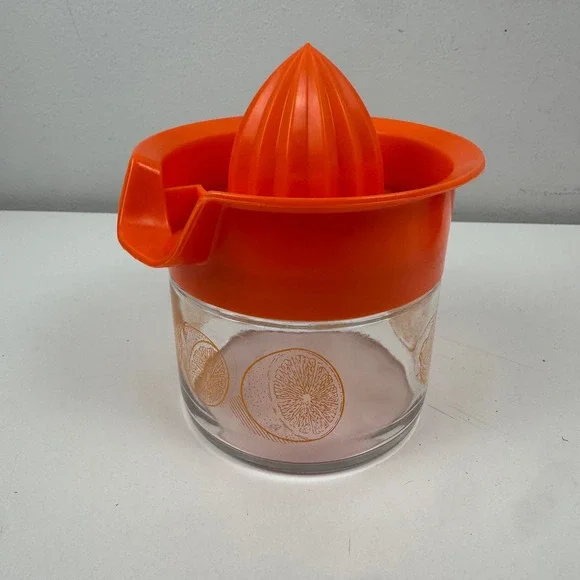 Vintage Gemco Glass Citrus Juicer‎ Orange Plastic Reamer Made in USA Retro MCM