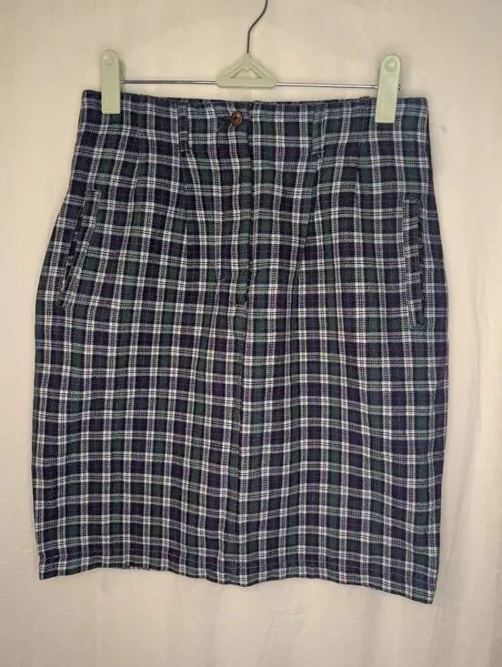 Vintage 100% cotton plaid mini skirt