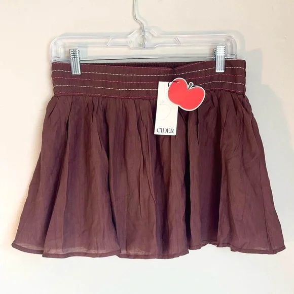 Cider Brown Flowy Skort – Elastic Waist  NWT