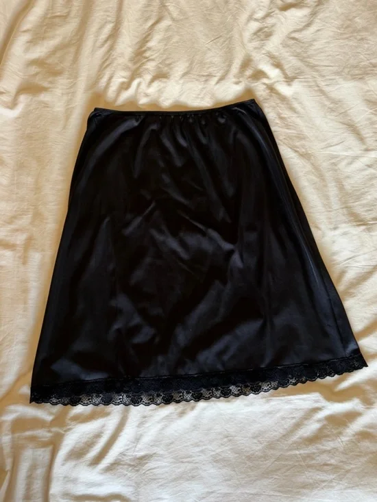 Black Midi Slip Skirt
