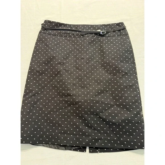 Liz Claiborne Black White Polka Dot Pencil Skirt with Belt Size 12 Knee Length