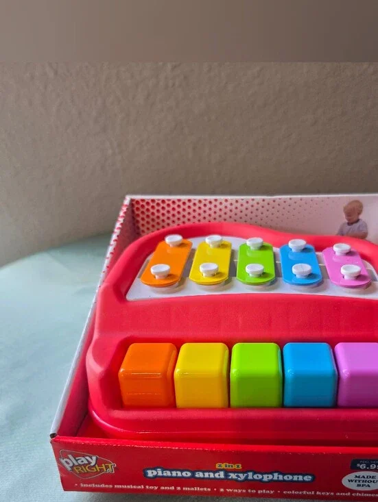 Kids 2-in-1 Pink Piano and Xylophone Musical Toy