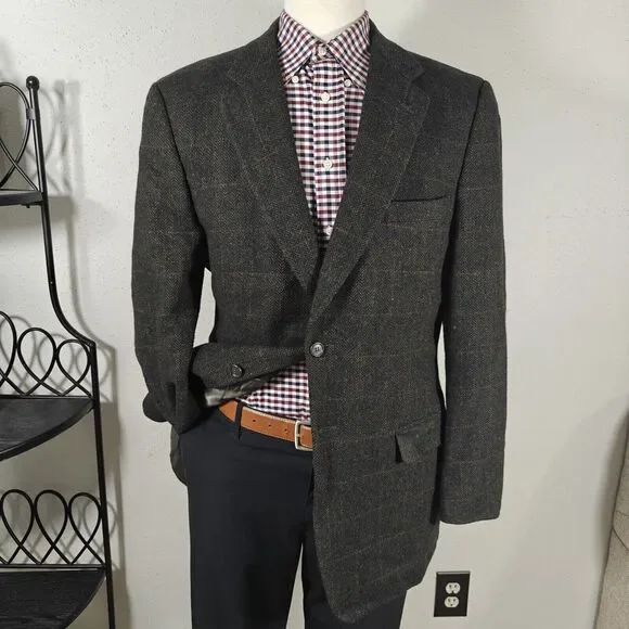 Boat House Row Men's Tweed Sport Coat Blazer Two Button Lambs‎ Wool Size 44L