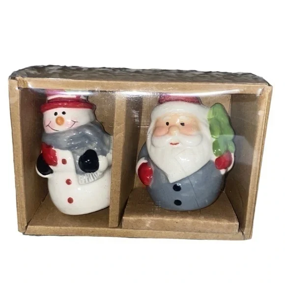 Santa Claus & Snowman salt & pepper shakers - Christmas table NWT