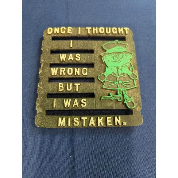 Vintage Cast Aluminum Black metal Decorative Trivet Whimsical Poem