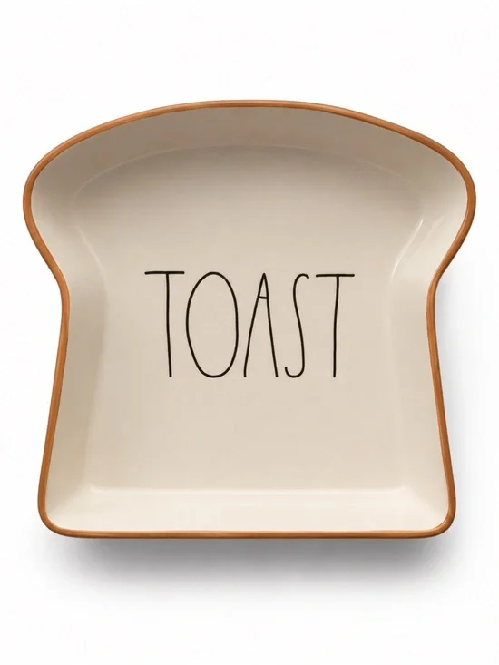 Rae Dunn TOAST Ceramic Toast Shaped Serving Dish LIKE NEW