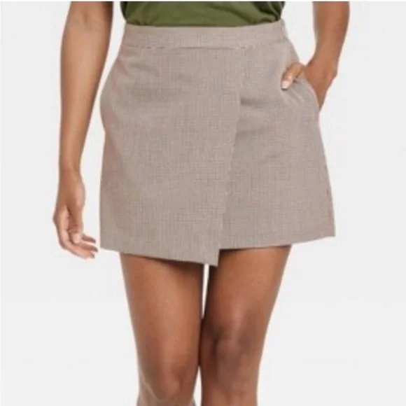 A New Day Brown Plaid Mini Skirt size‎ 8