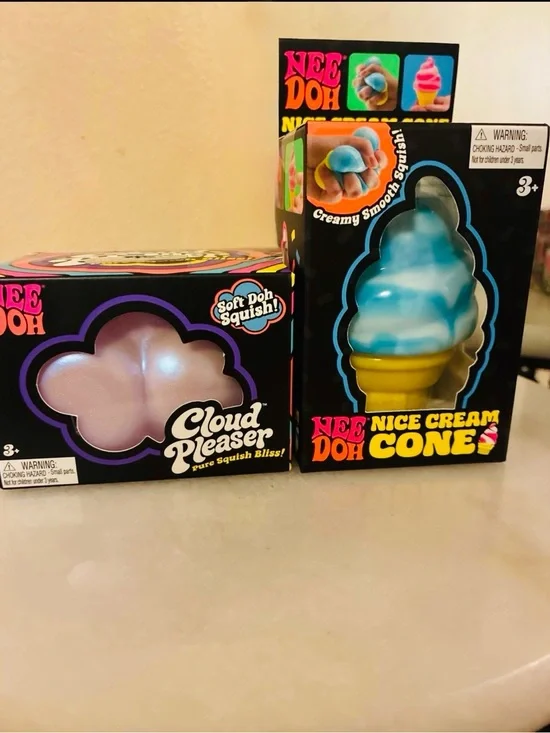 Needoh Cloud Pleaser & Needoh Nice Cream Cone authentic squish set of 2