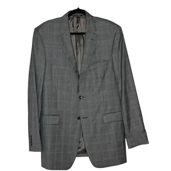 Gianni Manzoni Italy Men’s Size 42L Reda 130s Wool Gray Plaid Sport Jacket