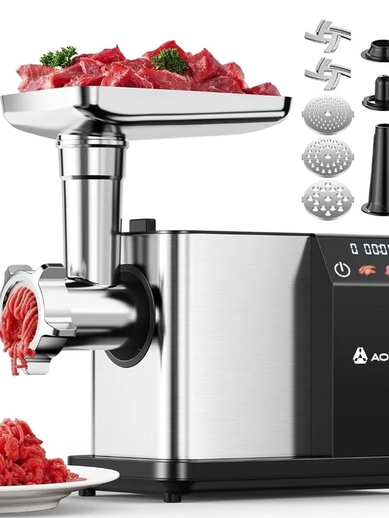 AAOBOSI Electric Meat Grinder 3000W Touch Screen Auto Reverse Sausage Maker