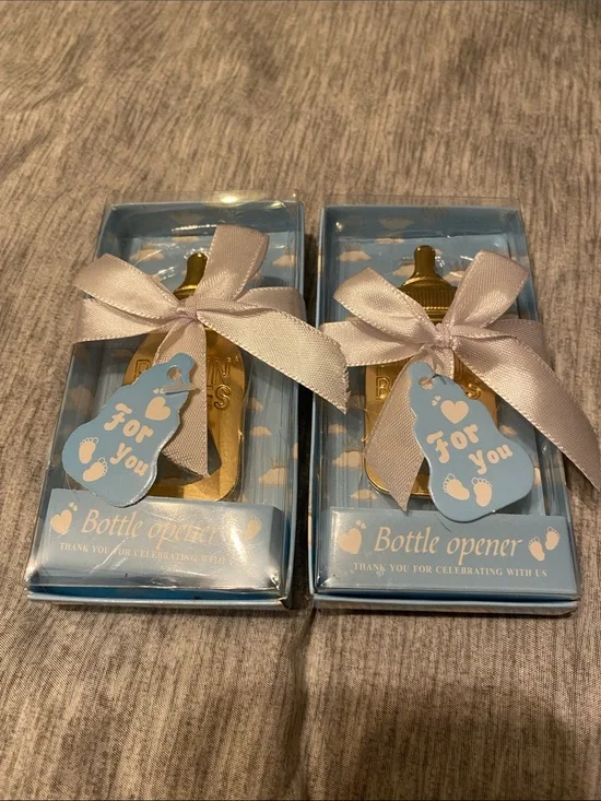 Gold “Poppin Bottles” Baby Bottle Bottle Opener Set Of 2 NIB