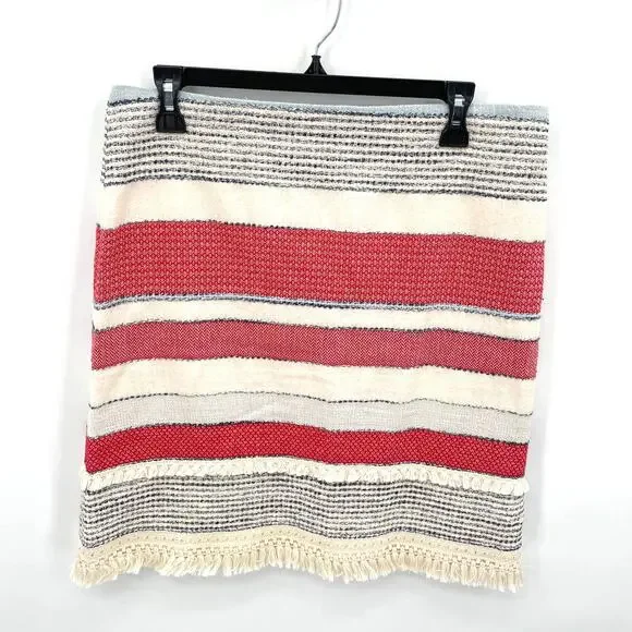 J. McLaughin Carmela Striped Pencil Skirt with Fringe Detail // 10