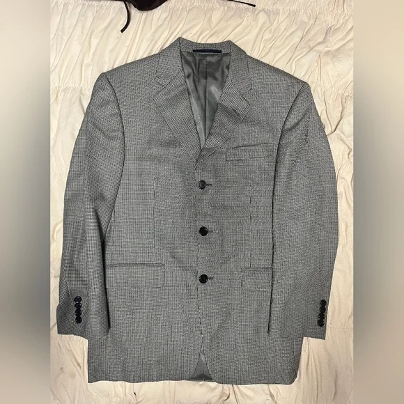 BURBERRY PERFECT SHAPE Tan,grey And Black Plaid Jacket with Wool Grey Trim