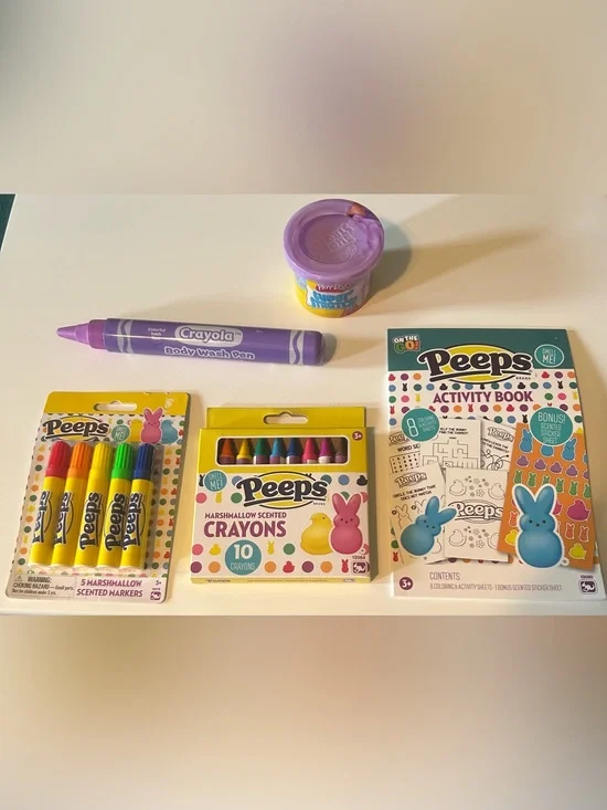 Kids Peeps Craft and Coloring Set - Crayons, Markers, Activity Book & Play Dough