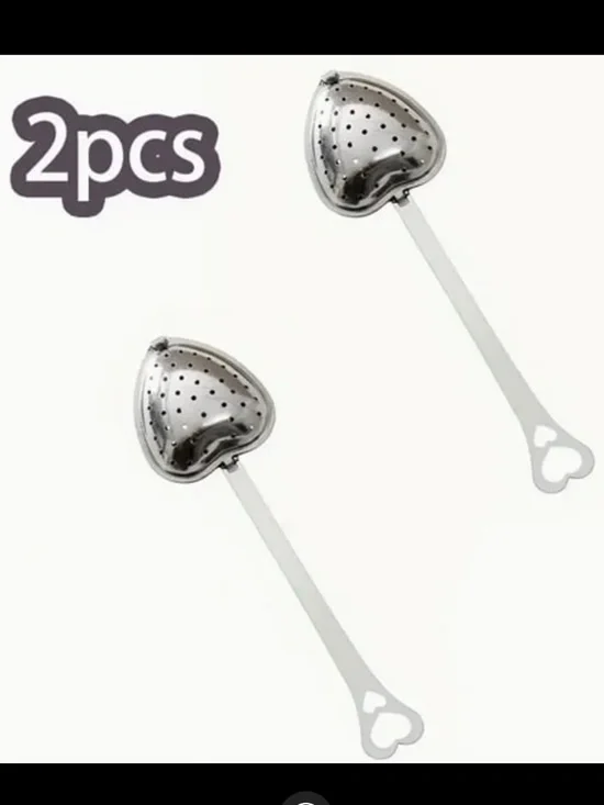 Heart-Shaped Stainless Steel 2 Piece Tea Infuser Set New