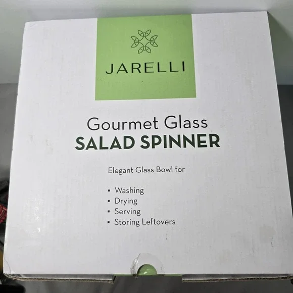 Jarelli Gourmet Glass Salad Spinner NIB 6.3 Quart