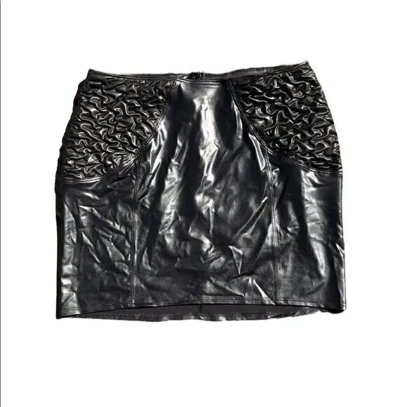 PATRICE CATANZARO FRANCE Wet Look Black “Terry Skirt” Size Medium