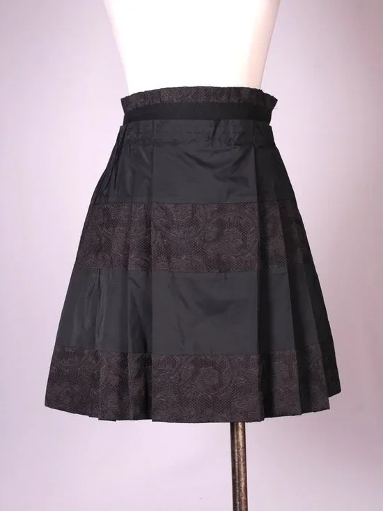 EUC Pringle of Scotland Black Jacquard Print Mini Skirt, Sz - 2