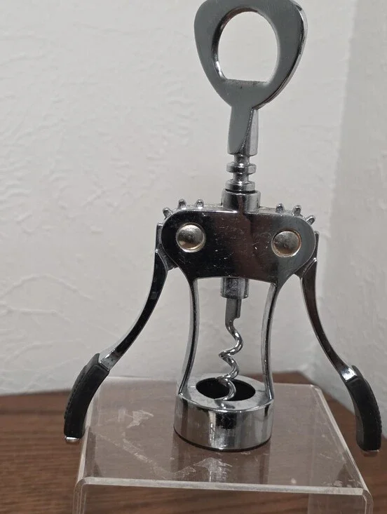 Oneida® Premium Chrome Plated Wing Corkscrew with Soft Touch Grips /Bottle Open
