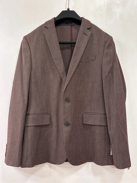 NWT JF Ferrar Blazer Sport Coat Burgundy Herringbone Men’s L (42/44 LONG) $168