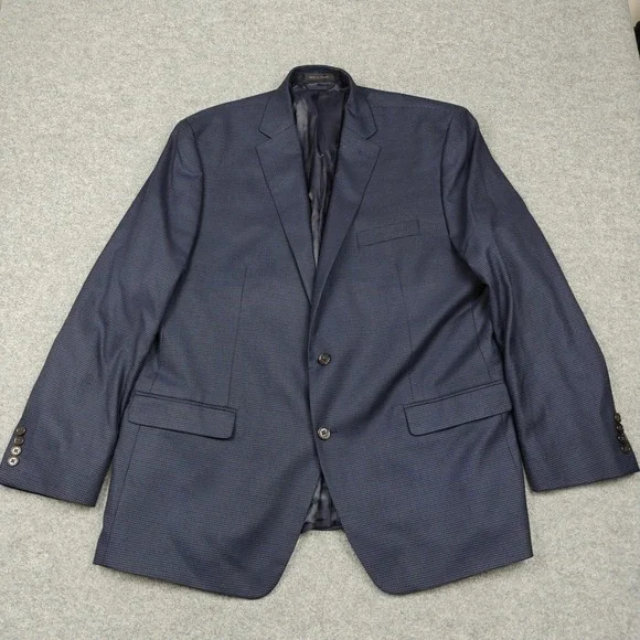 Lauren Ralph Lauren Blazer Mens 48L Blue Check Two Button Sport Coat Jacket