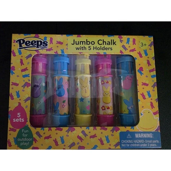 Peeps Jumbo Sidewalk Chalk Set w/ 5 Holders Easter New Sealed