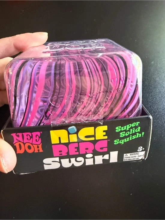 New Nee Doh Nice Berg Swirl Jumbo Cube Black Pink Purple Super Solid Squishy Toy