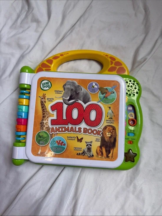 100 Animals Book - Interactive Kids Toy (Yellow, Green, White)