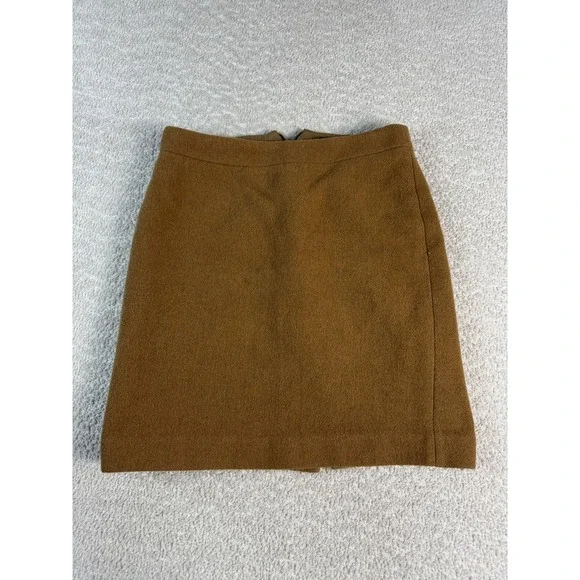 J Crew Mercantile Skirt Womens 0 Petite‎ Brown Wool Blend Classic Career Work