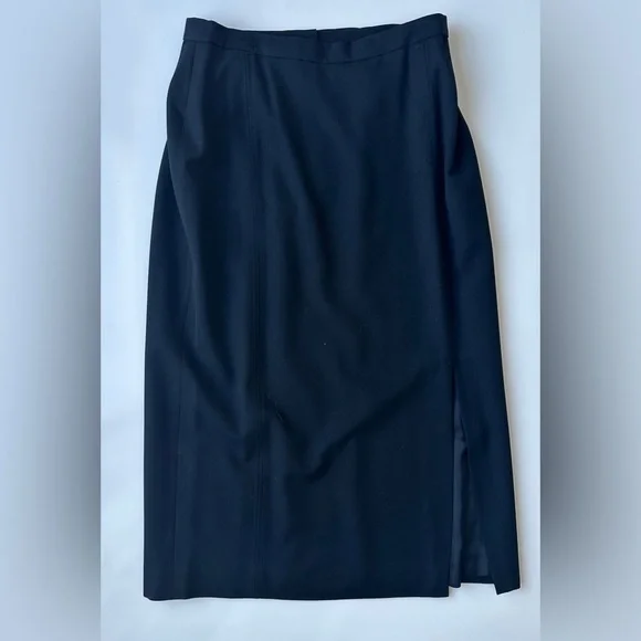 Vintage J’Envie Sport Black Modest Pure Wool Long Straight Skirt Women’s Size 12