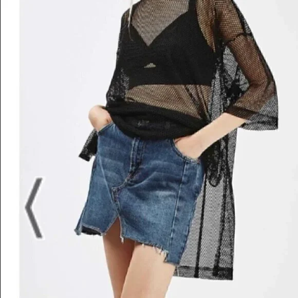 Topshop MOTO Denim Patchwork Mini Skirt Size 6