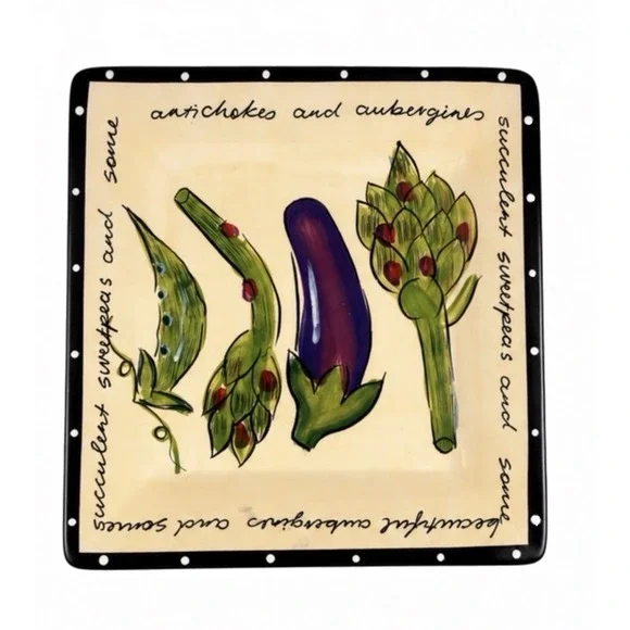 Living Art Al Dente Hand Painted Vegetable Salad Plate 8.5